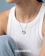 Open Heart Sterling Silver 925 Pendant