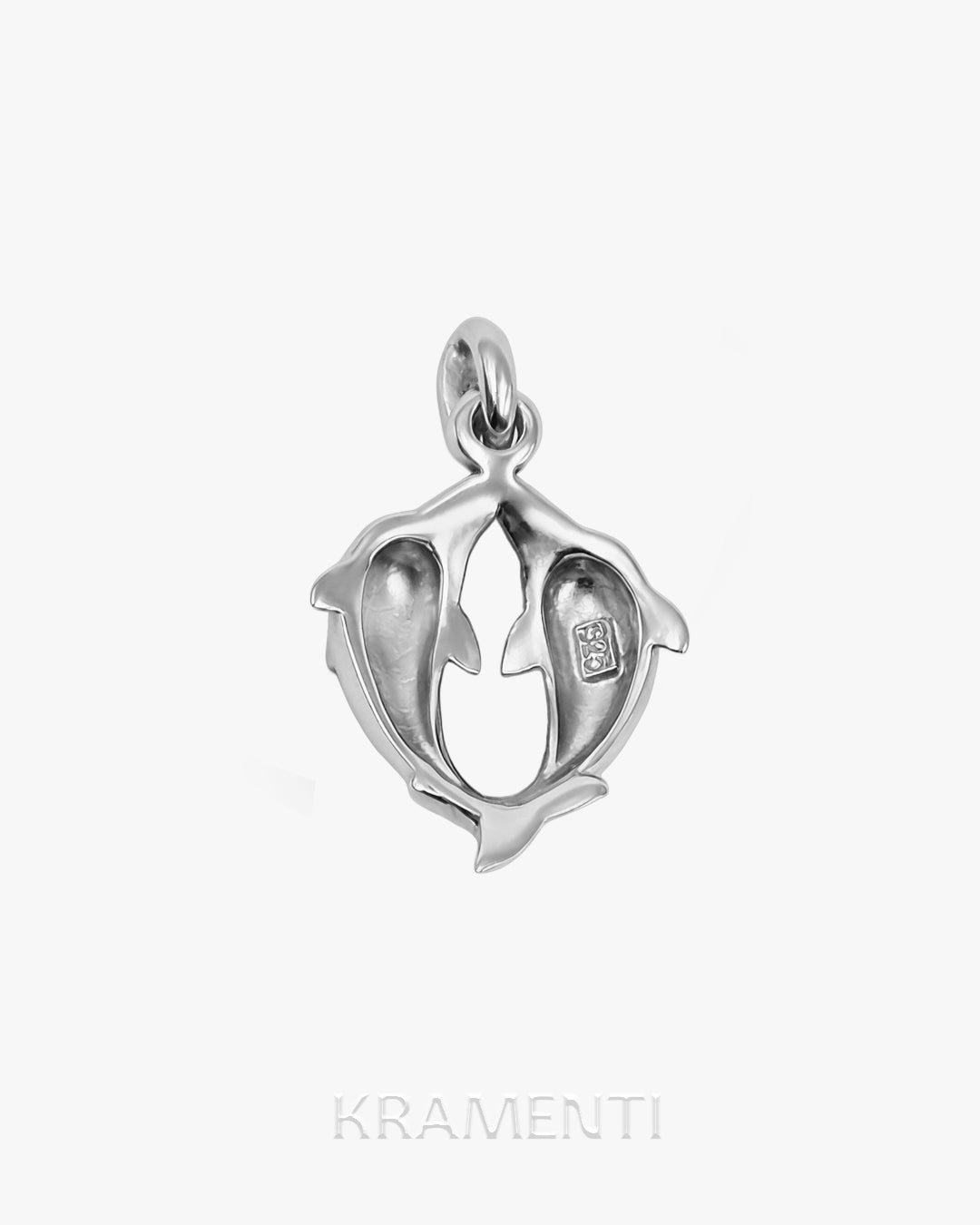 Kissing Dolphins Sterling Silver 925 Pendant