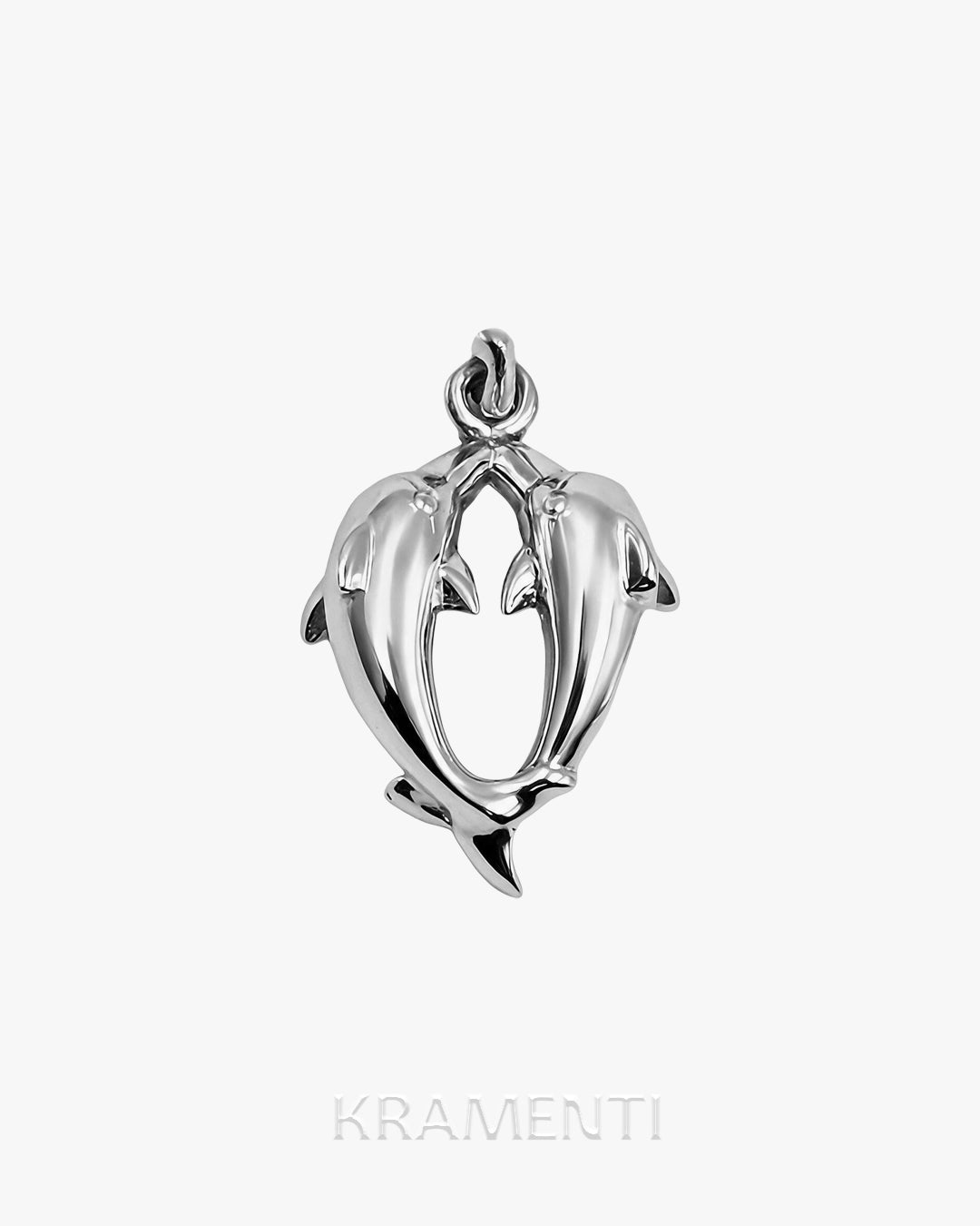Kissing Dolphins Sterling Silver 925 Pendant